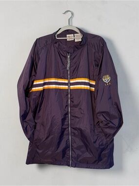 VTG LSU Tigers Jacket Men XL Purple Full Zip Red Oak Sportswear Windbreaker